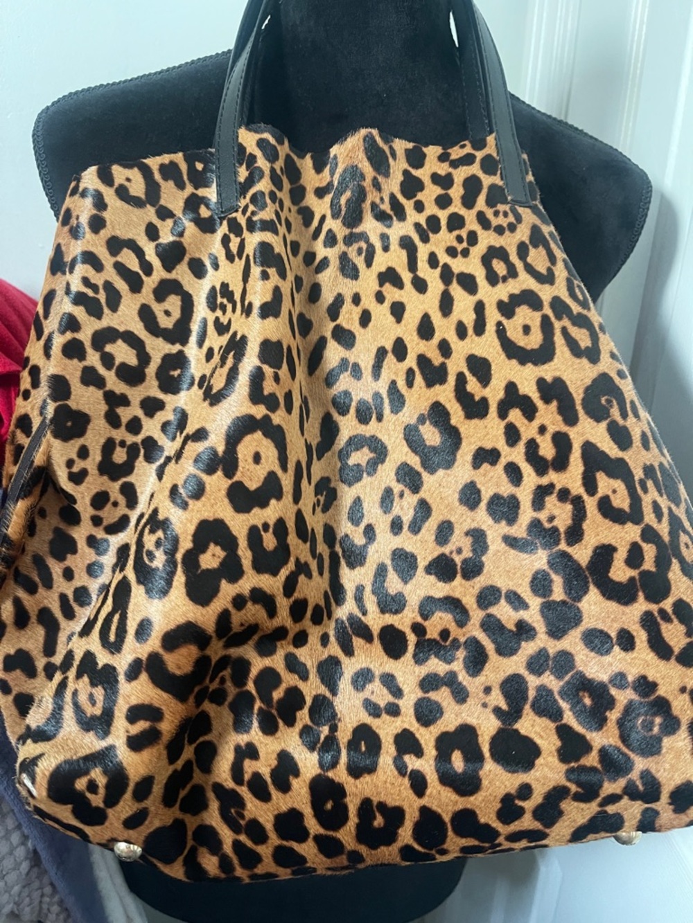 Carolina Herrera Leopard-Print Tote with Black Handles